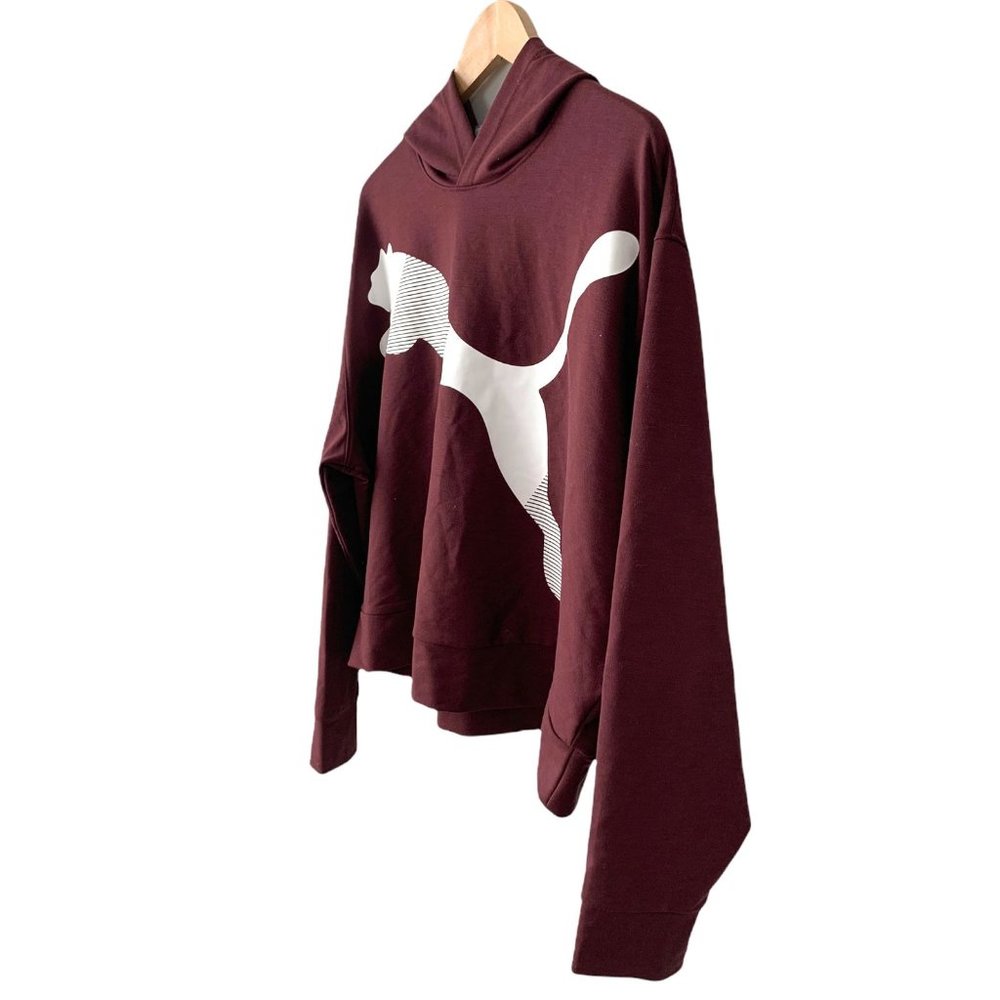 Puma Women's Maroon Red Wine Modern White Sports Logo Hoodie Large - Picture 4 of 8